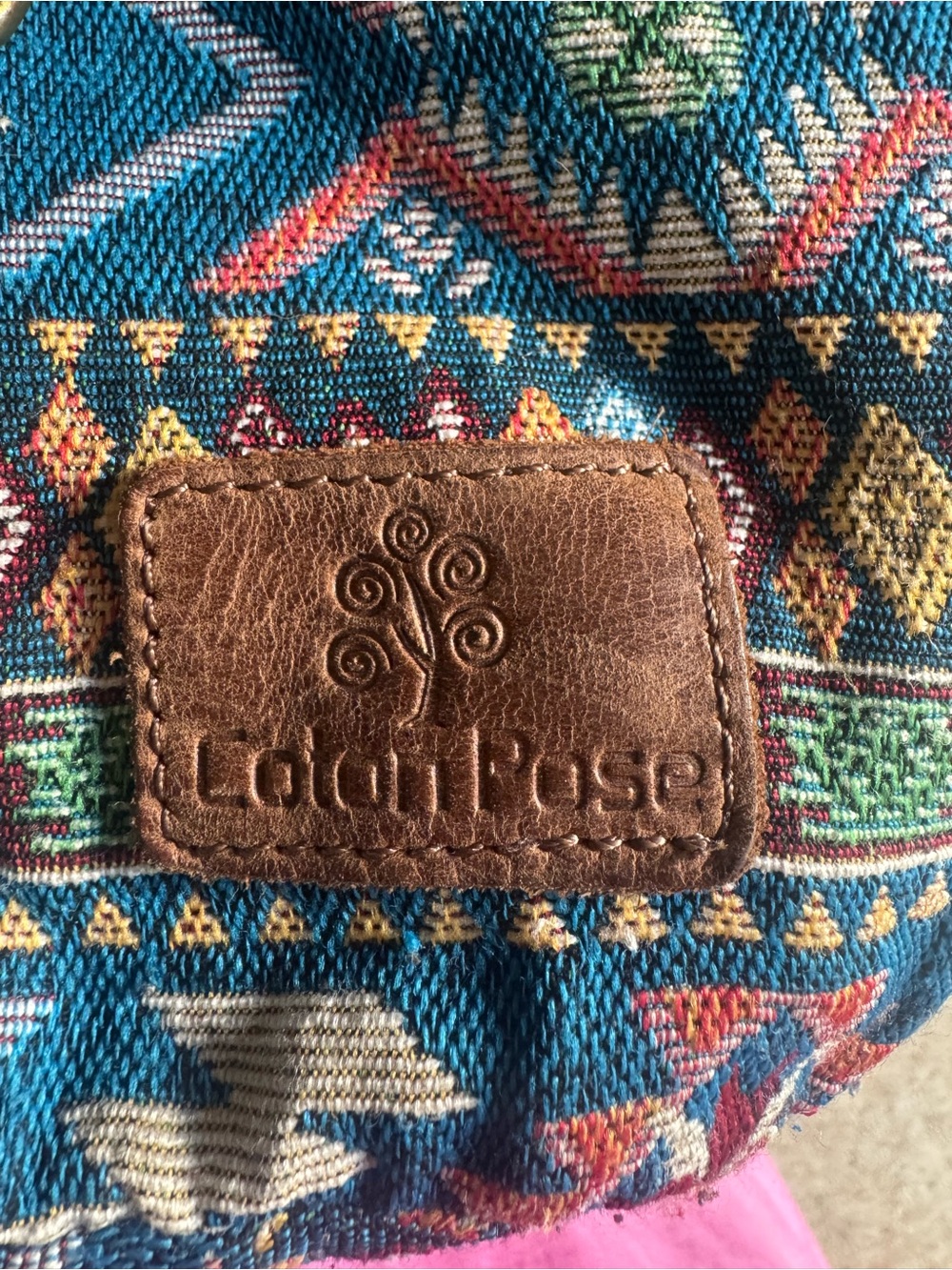 Boho Aztec Pattern Crossbody Bag in Blue and Cream - Picture 6 of 9